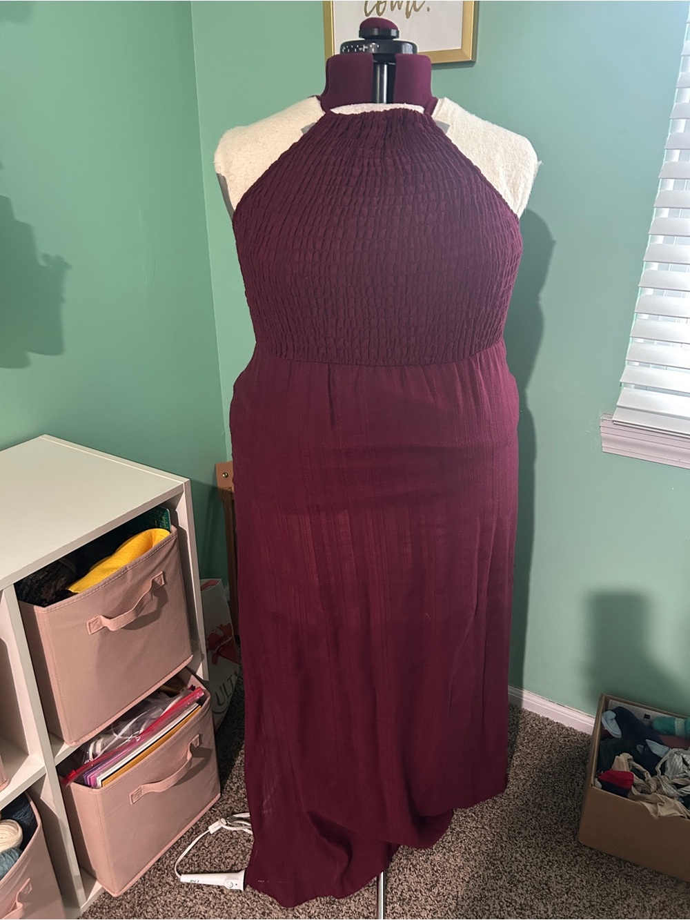 Sleeveless Maxi Dress in Burgundy